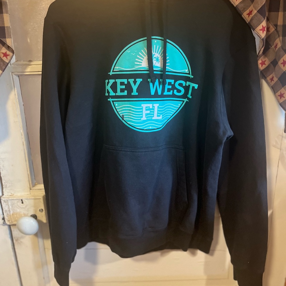 Key West FL Graphic Pullover Hoodie - Black & Teal